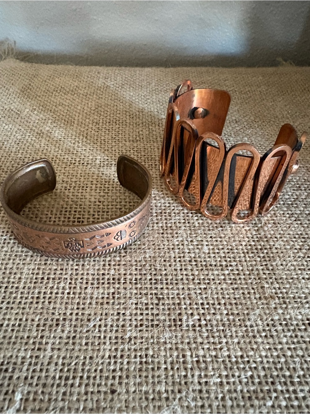 Copper Cuff Bracelet - Decorative Etched and Openwork Styles-Renoir and navajo